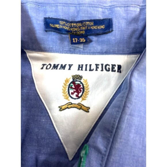 Tommy Hilfiger Mens Shirt Button Up Pocket Blue Size 17/35 - Picture 4 of 6